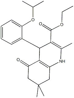 ethyl 4-(2-isopropoxyphenyl)-2,7,7-trimethyl-5-oxo-1,4,5,6,7,8-hexahydro-3-quinolinecarboxylate Struktur