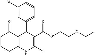 2-(ethyloxy)ethyl 4-(3-chlorophenyl)-2-methyl-5-oxo-1,4,5,6,7,8-hexahydroquinoline-3-carboxylate Struktur