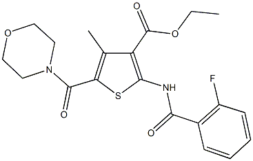 ethyl 2-[(2-fluorobenzoyl)amino]-4-methyl-5-(morpholin-4-ylcarbonyl)thiophene-3-carboxylate Struktur