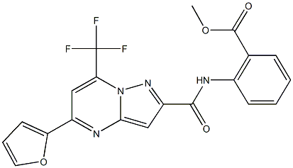 methyl 2-({[5-(2-furyl)-7-(trifluoromethyl)pyrazolo[1,5-a]pyrimidin-2-yl]carbonyl}amino)benzoate Struktur