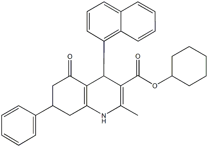 cyclohexyl 2-methyl-4-(1-naphthyl)-5-oxo-7-phenyl-1,4,5,6,7,8-hexahydroquinoline-3-carboxylate Struktur