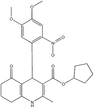 cyclopentyl 4-{2-nitro-4,5-dimethoxyphenyl}-2-methyl-5-oxo-1,4,5,6,7,8-hexahydro-3-quinolinecarboxylate Struktur