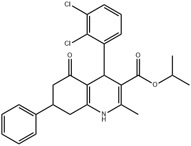 isopropyl 4-(2,3-dichlorophenyl)-2-methyl-5-oxo-7-phenyl-1,4,5,6,7,8-hexahydroquinoline-3-carboxylate Struktur