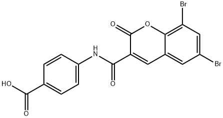 4-{[(6,8-dibromo-2-oxo-2H-chromen-3-yl)carbonyl]amino}benzoic acid Struktur