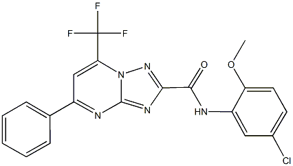 N-(5-chloro-2-methoxyphenyl)-5-phenyl-7-(trifluoromethyl)[1,2,4]triazolo[1,5-a]pyrimidine-2-carboxamide Struktur