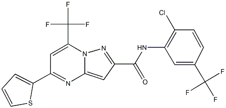 N-[2-chloro-5-(trifluoromethyl)phenyl]-5-(2-thienyl)-7-(trifluoromethyl)pyrazolo[1,5-a]pyrimidine-2-carboxamide Struktur