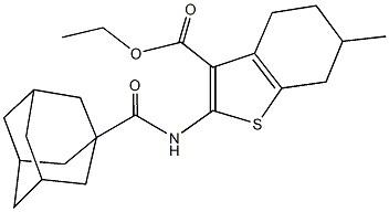 ethyl 2-[(1-adamantylcarbonyl)amino]-6-methyl-4,5,6,7-tetrahydro-1-benzothiophene-3-carboxylate Struktur