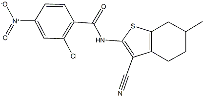 2-chloro-N-(3-cyano-6-methyl-4,5,6,7-tetrahydro-1-benzothien-2-yl)-4-nitrobenzamide Struktur