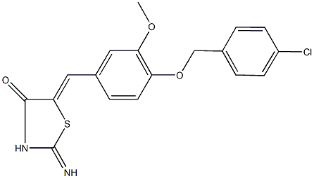 5-{4-[(4-chlorobenzyl)oxy]-3-methoxybenzylidene}-2-imino-1,3-thiazolidin-4-one Struktur