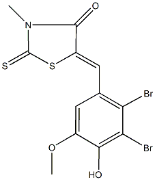 5-(2,3-dibromo-4-hydroxy-5-methoxybenzylidene)-3-methyl-2-thioxo-1,3-thiazolidin-4-one Struktur