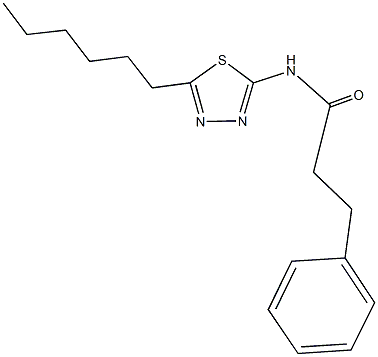 N-(5-hexyl-1,3,4-thiadiazol-2-yl)-3-phenylpropanamide Struktur