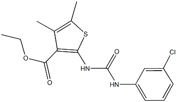 ethyl 2-{[(3-chloroanilino)carbonyl]amino}-4,5-dimethyl-3-thiophenecarboxylate Struktur