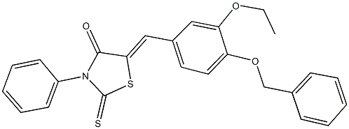 5-[4-(benzyloxy)-3-ethoxybenzylidene]-3-phenyl-2-thioxo-1,3-thiazolidin-4-one Struktur