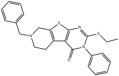 7-benzyl-2-(ethylsulfanyl)-3-phenyl-5,6,7,8-tetrahydropyrido[4',3':4,5]thieno[2,3-d]pyrimidin-4(3H)-one Struktur