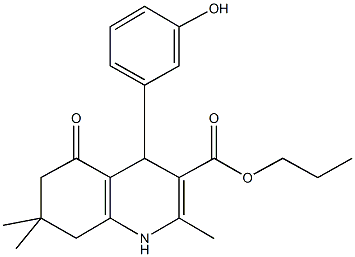 propyl 4-(3-hydroxyphenyl)-2,7,7-trimethyl-5-oxo-1,4,5,6,7,8-hexahydroquinoline-3-carboxylate Struktur