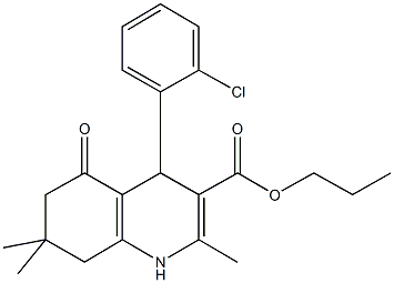 propyl 4-(2-chlorophenyl)-2,7,7-trimethyl-5-oxo-1,4,5,6,7,8-hexahydro-3-quinolinecarboxylate Struktur