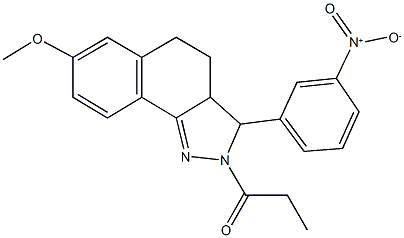 3-{3-nitrophenyl}-7-methoxy-2-propionyl-3,3a,4,5-tetrahydro-2H-benzo[g]indazole Struktur