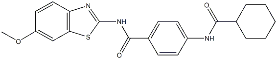 4-[(cyclohexylcarbonyl)amino]-N-(6-methoxy-1,3-benzothiazol-2-yl)benzamide Struktur