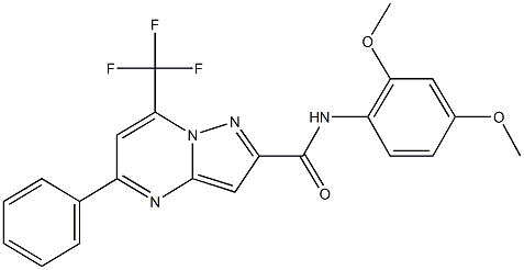 N-(2,4-dimethoxyphenyl)-5-phenyl-7-(trifluoromethyl)pyrazolo[1,5-a]pyrimidine-2-carboxamide Struktur