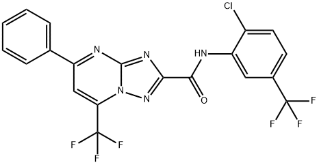 N-[2-chloro-5-(trifluoromethyl)phenyl]-5-phenyl-7-(trifluoromethyl)[1,2,4]triazolo[1,5-a]pyrimidine-2-carboxamide Struktur