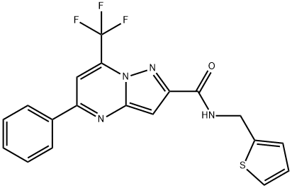 5-phenyl-N-(thien-2-ylmethyl)-7-(trifluoromethyl)pyrazolo[1,5-a]pyrimidine-2-carboxamide Struktur