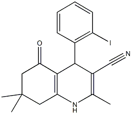 4-(2-iodophenyl)-2,7,7-trimethyl-5-oxo-1,4,5,6,7,8-hexahydro-3-quinolinecarbonitrile Struktur