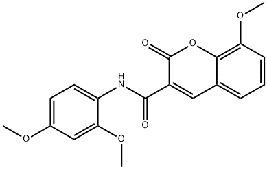 N-(2,4-dimethoxyphenyl)-8-methoxy-2-oxo-2H-chromene-3-carboxamide Struktur