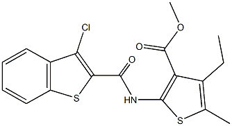 methyl 2-{[(3-chloro-1-benzothien-2-yl)carbonyl]amino}-4-ethyl-5-methyl-3-thiophenecarboxylate Struktur