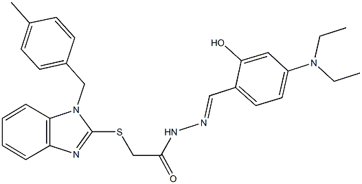 N'-[4-(diethylamino)-2-hydroxybenzylidene]-2-{[1-(4-methylbenzyl)-1H-benzimidazol-2-yl]sulfanyl}acetohydrazide Struktur