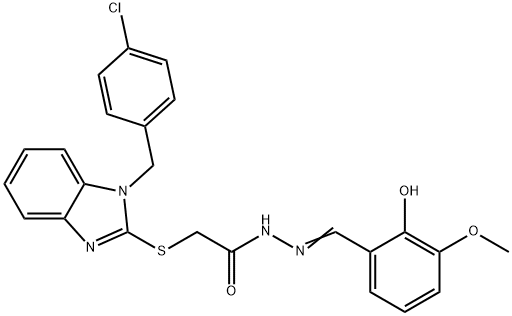 2-{[1-(4-chlorobenzyl)-1H-benzimidazol-2-yl]sulfanyl}-N'-(2-hydroxy-3-methoxybenzylidene)acetohydrazide Struktur