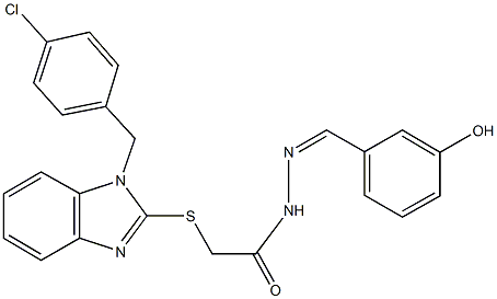 2-{[1-(4-chlorobenzyl)-1H-benzimidazol-2-yl]sulfanyl}-N'-(3-hydroxybenzylidene)acetohydrazide Struktur