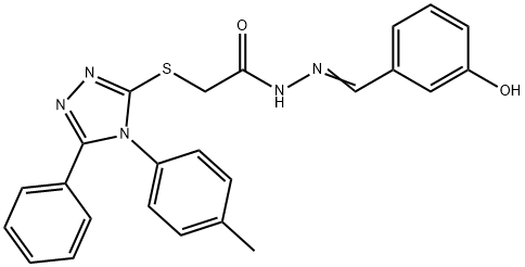 N'-(3-hydroxybenzylidene)-2-{[4-(4-methylphenyl)-5-phenyl-4H-1,2,4-triazol-3-yl]sulfanyl}acetohydrazide Struktur