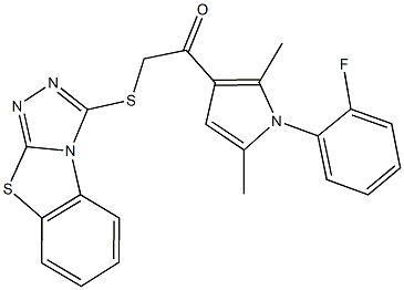 1-[1-(2-fluorophenyl)-2,5-dimethyl-1H-pyrrol-3-yl]-2-([1,2,4]triazolo[3,4-b][1,3]benzothiazol-3-ylsulfanyl)ethanone Struktur