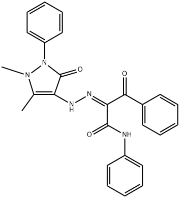 2-[(1,5-dimethyl-3-oxo-2-phenyl-2,3-dihydro-1H-pyrazol-4-yl)hydrazono]-3-oxo-N,3-diphenylpropanamide Struktur