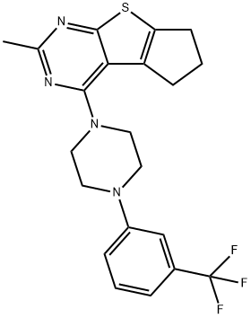 2-methyl-4-{4-[3-(trifluoromethyl)phenyl]-1-piperazinyl}-6,7-dihydro-5H-cyclopenta[4,5]thieno[2,3-d]pyrimidine Struktur