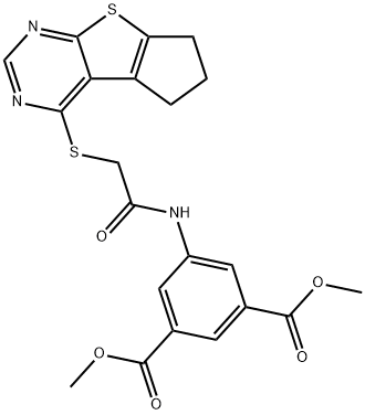 dimethyl 5-{[(6,7-dihydro-5H-cyclopenta[4,5]thieno[2,3-d]pyrimidin-4-ylsulfanyl)acetyl]amino}isophthalate Struktur