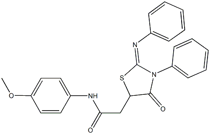 N-(4-methoxyphenyl)-2-[4-oxo-3-phenyl-2-(phenylimino)-1,3-thiazolidin-5-yl]acetamide Struktur