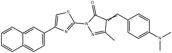 4-[4-(dimethylamino)benzylidene]-5-methyl-2-[4-(2-naphthyl)-1,3-thiazol-2-yl]-2,4-dihydro-3H-pyrazol-3-one Struktur