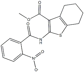 methyl 2-({2-nitrobenzoyl}amino)-4,5,6,7-tetrahydro-1-benzothiophene-3-carboxylate Struktur