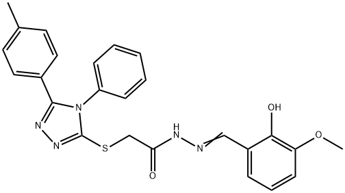 N'-(2-hydroxy-3-methoxybenzylidene)-2-{[5-(4-methylphenyl)-4-phenyl-4H-1,2,4-triazol-3-yl]sulfanyl}acetohydrazide Struktur