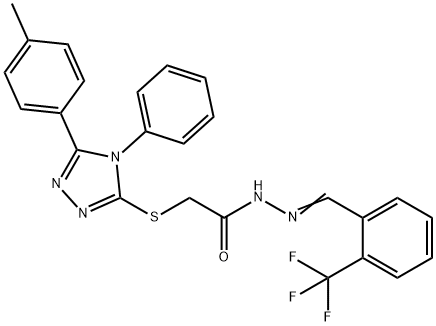 2-{[5-(4-methylphenyl)-4-phenyl-4H-1,2,4-triazol-3-yl]sulfanyl}-N'-[2-(trifluoromethyl)benzylidene]acetohydrazide Struktur