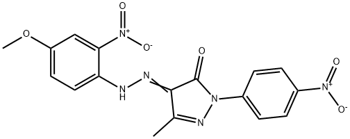 1-{4-nitrophenyl}-3-methyl-1H-pyrazole-4,5-dione 4-({2-nitro-4-methoxyphenyl}hydrazone) Struktur