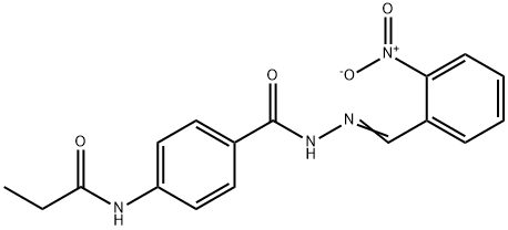 N-{4-[(2-{2-nitrobenzylidene}hydrazino)carbonyl]phenyl}propanamide Struktur