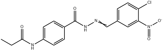 N-{4-[(2-{4-chloro-3-nitrobenzylidene}hydrazino)carbonyl]phenyl}propanamide Struktur