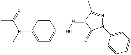 N-methyl-N-{4-[2-(3-methyl-5-oxo-1-phenyl-1,5-dihydro-4H-pyrazol-4-ylidene)hydrazino]phenyl}acetamide Struktur