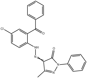 3-methyl-1-phenyl-1H-pyrazole-4,5-dione 4-[(2-benzoyl-4-chlorophenyl)hydrazone] Struktur