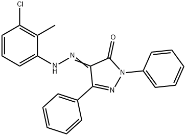 1,3-diphenyl-1H-pyrazole-4,5-dione 4-[(3-chloro-2-methylphenyl)hydrazone] Struktur