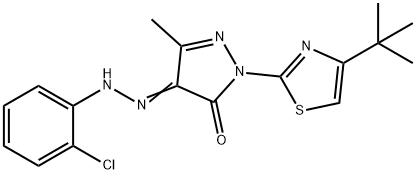 1-(4-tert-butyl-1,3-thiazol-2-yl)-3-methyl-1H-pyrazole-4,5-dione 4-[(2-chlorophenyl)hydrazone] Struktur