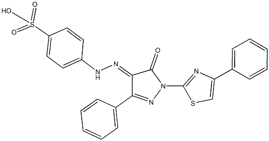 4-{2-[5-oxo-3-phenyl-1-(4-phenyl-1,3-thiazol-2-yl)-1,5-dihydro-4H-pyrazol-4-ylidene]hydrazino}benzenesulfonic acid Struktur