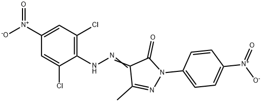 1-{4-nitrophenyl}-3-methyl-1H-pyrazole-4,5-dione 4-({2,6-dichloro-4-nitrophenyl}hydrazone) Struktur